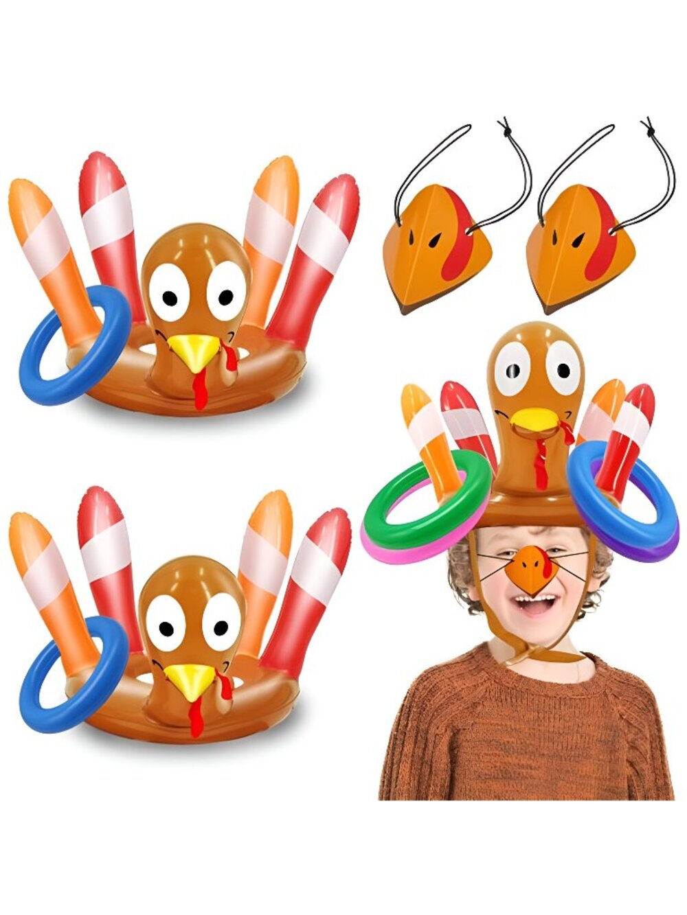 2 Pack Thanksgiving Ring Toss Games Toys for Kids Thanksgiving Inflatable